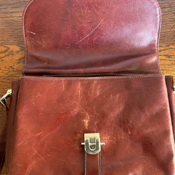 Vintage Leather Adjustable Over The Shoulder Brown Fall Preppy Purse - Picture 11 of 11